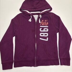 Aeropostale NY Aero 1987 Zip-Up Hoodie Plum Purple – Size M